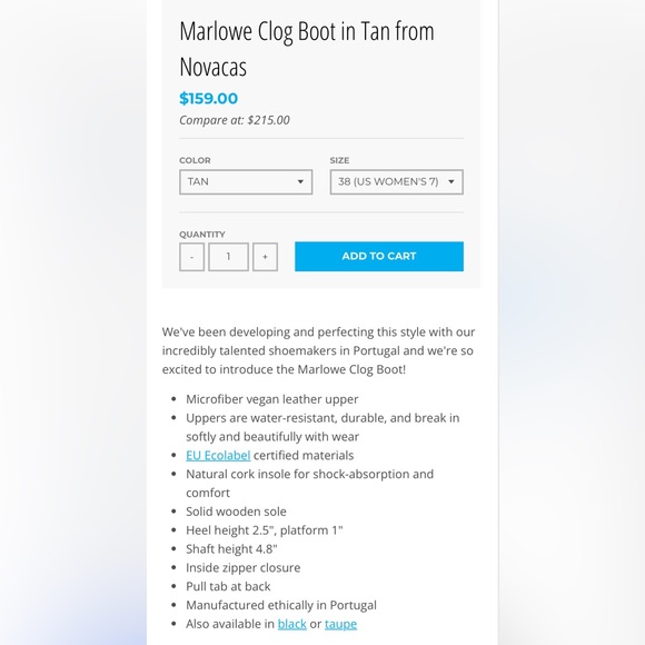 Novacas Marlowe Vegan Clog Boots. Tan. Like New! MooShoes. Free People. - Picture 6 of 6